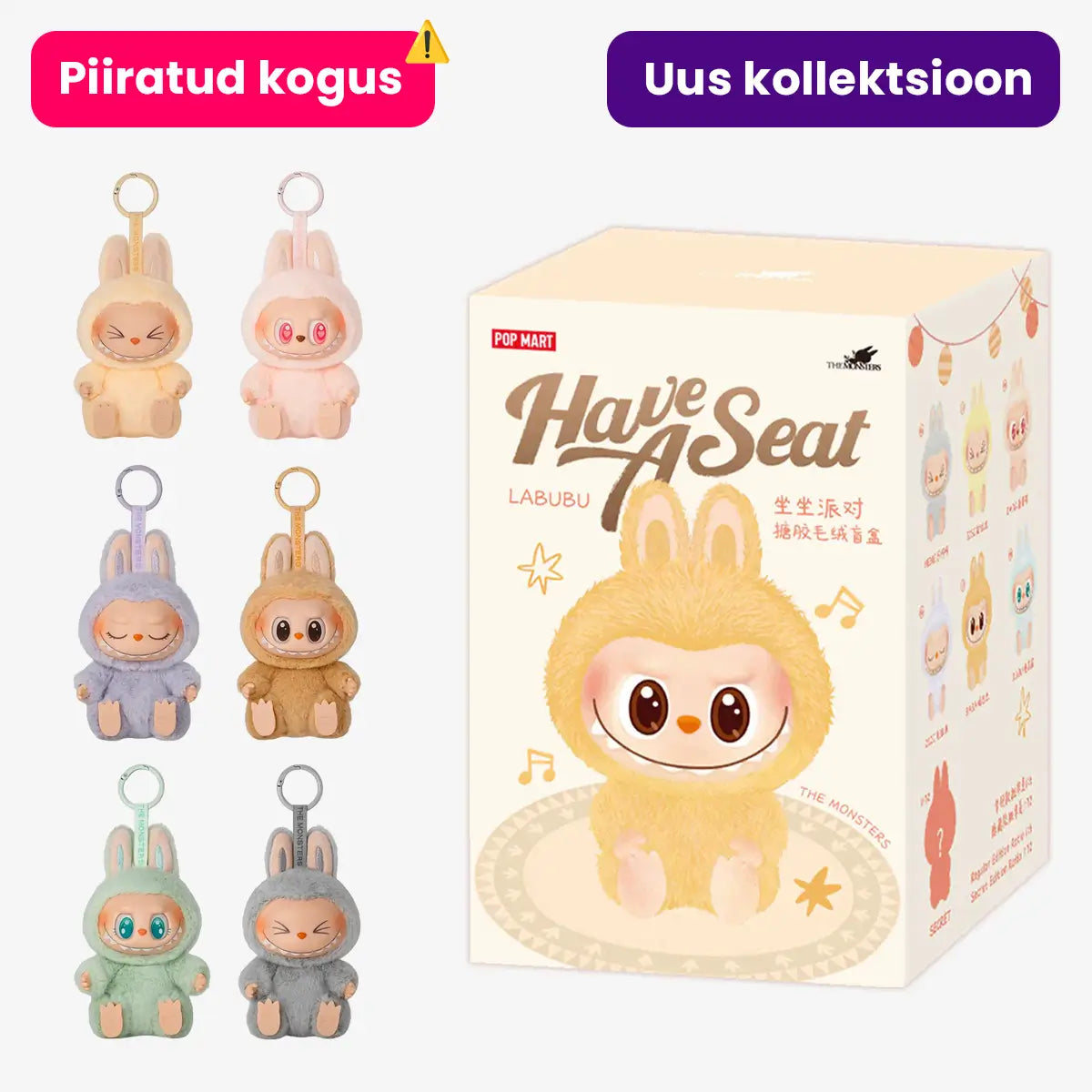 LABUBU "Have a Seat" SUUR KARP (komplektis 6 karpi sees)